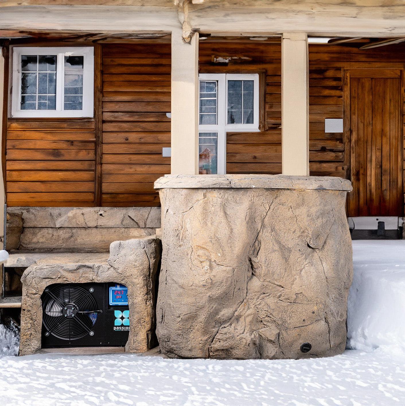 Rock structure ice bath by Wim Hof.